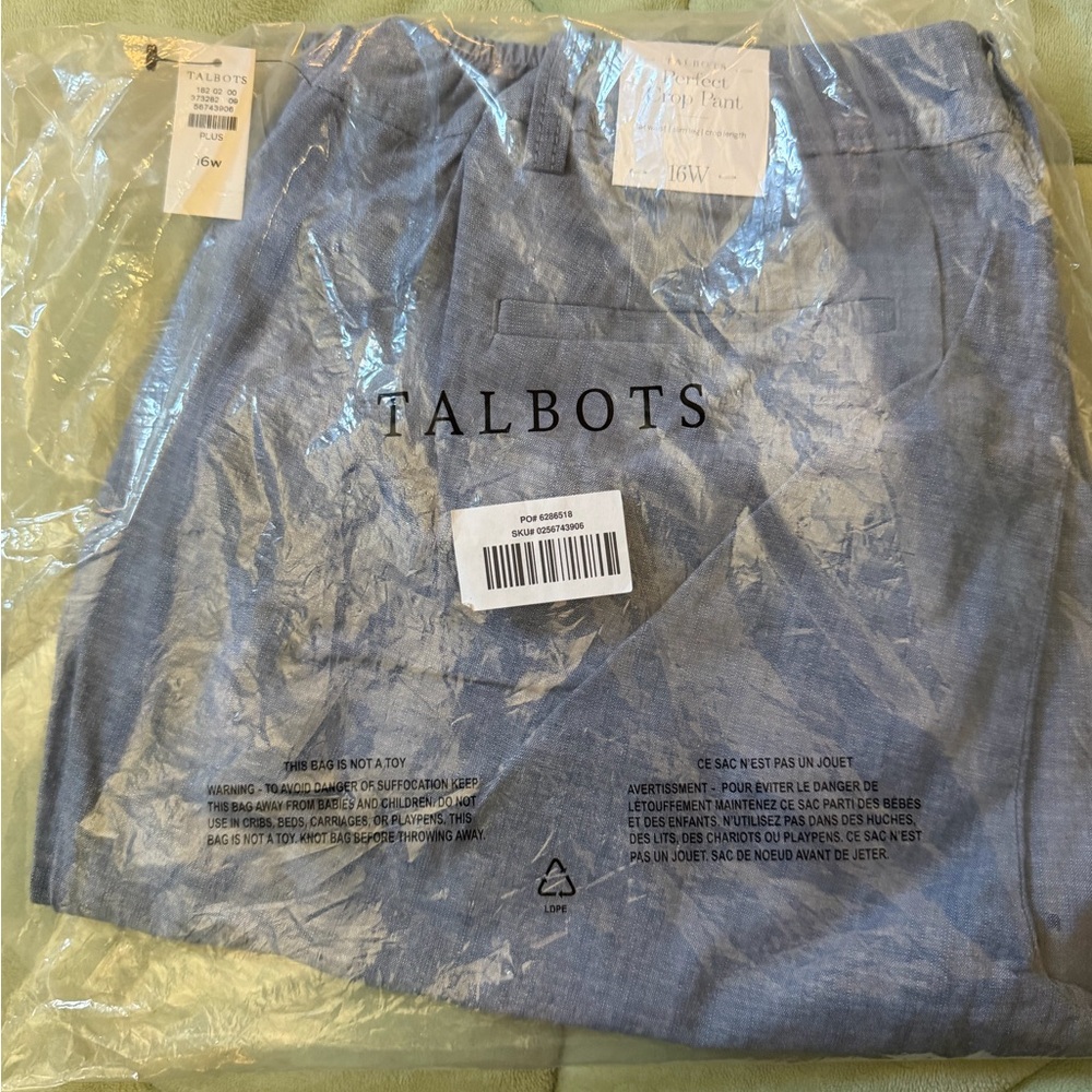 Talbots Light Blue Linen-Blend capris